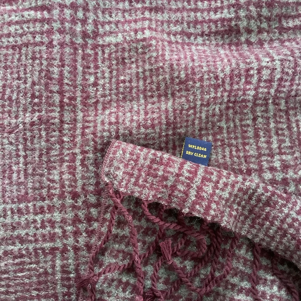 Club Room 100% Silk Grey & Plum Fringe Scarf – Lightweight & Classic - Picture 7 of 11